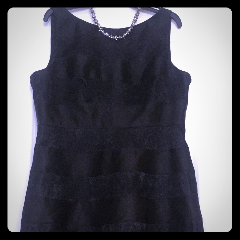 Lace Mixed Jessa Fit & Flare Black Dress